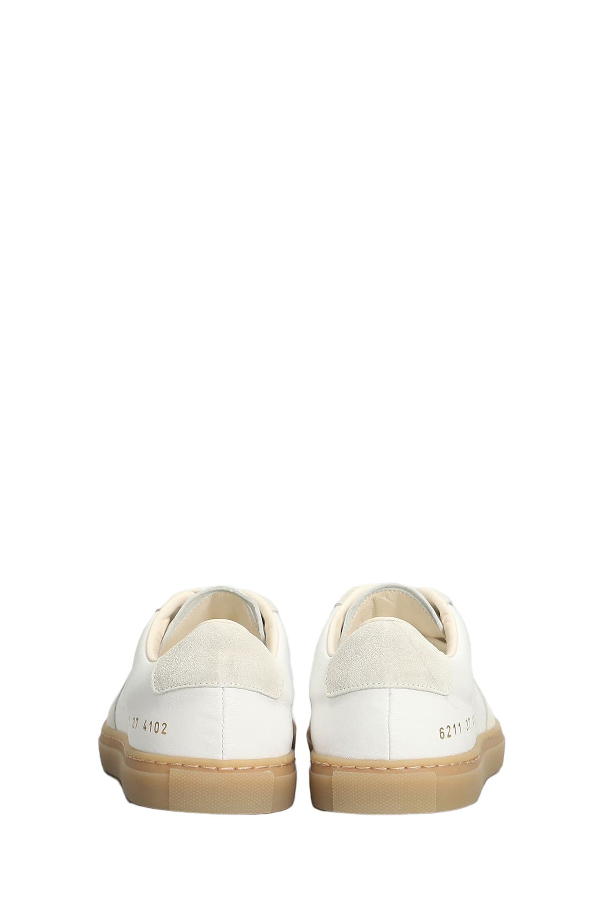 Common Projects Bball Slim Sneakers In White Suede And Leather