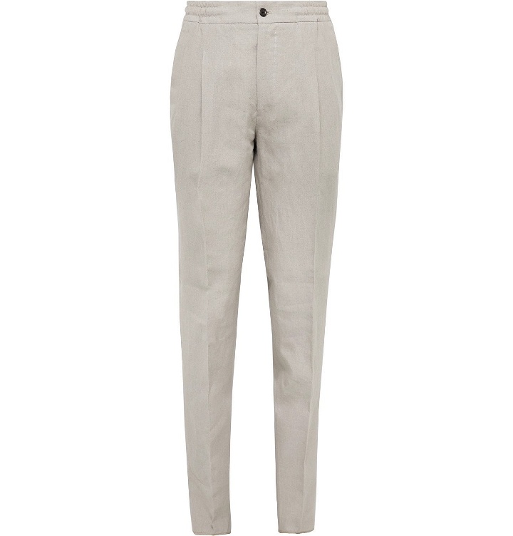 Photo: Rubinacci - Linen Drawstring Trousers - Gray