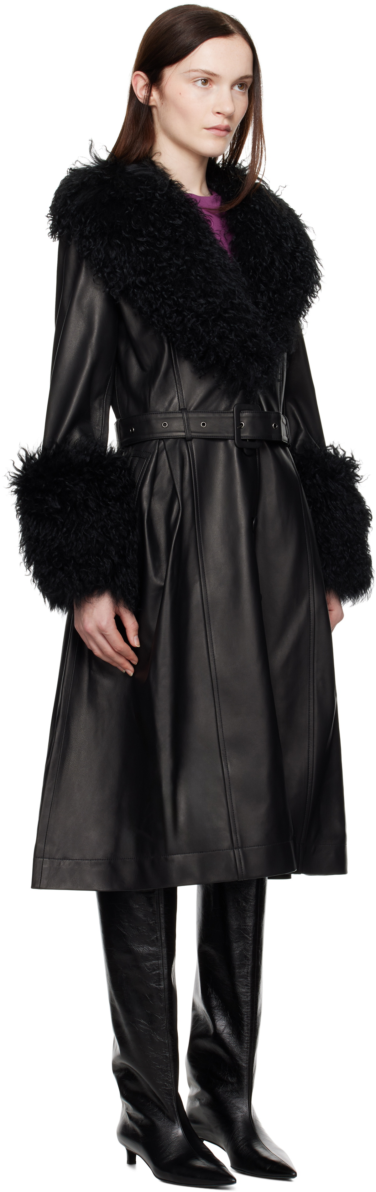 Saks Potts Black Foxy Shearling Coat