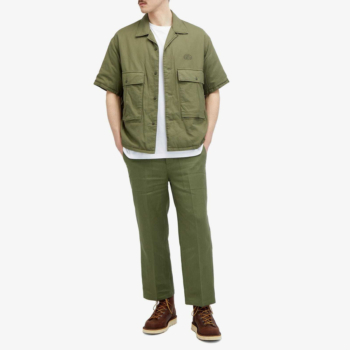 Visvim Men's Cornet Short Sleeve Shirt in Olive