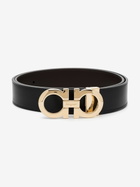 Ferragamo Black Gancini Reversible Leather Belt