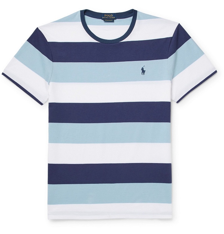 Photo: Polo Ralph Lauren - Slim-Fit Striped Cotton-Jersey T-Shirt - Blue