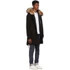 Mr and Mrs Italy Black and Brown Fur Long Quilt Parka