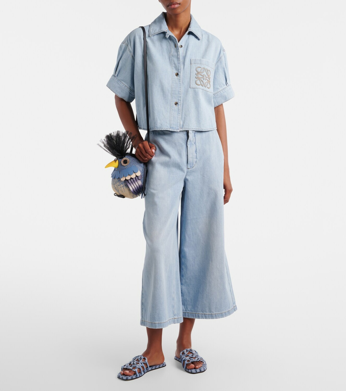 Loewe Paula's Ibiza Anagram cropped denim shirt