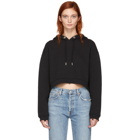 T by Alexander Wang Black Cropped Dense Fleece Hoodie