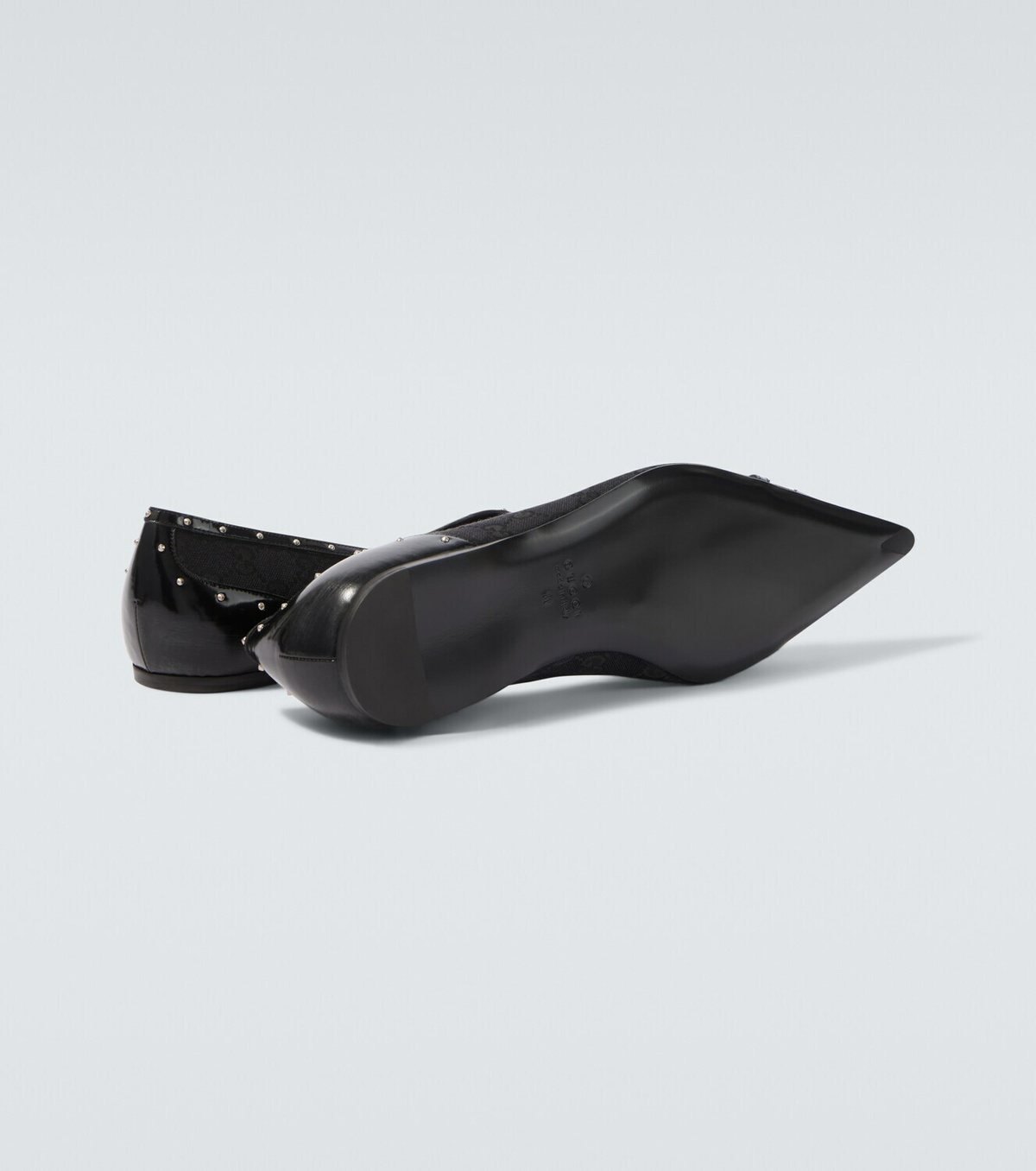 Gucci Horsebit GG Canvas studded flats