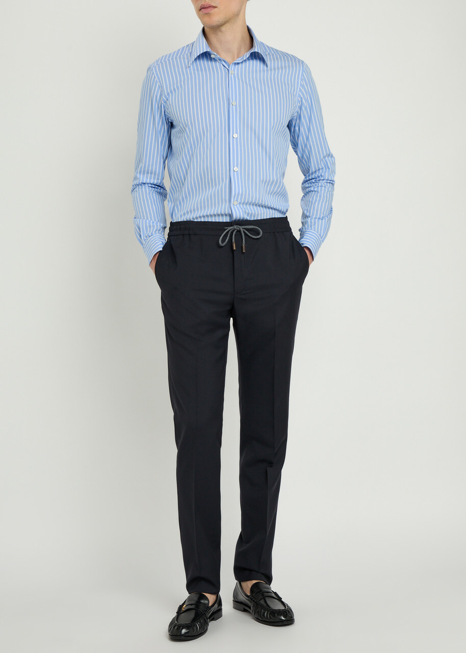 Slowear Striped Cotton-poplin Shirt Blue