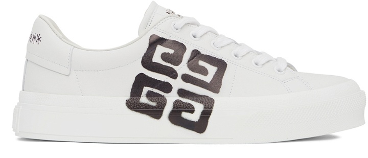 Photo: Givenchy White Chito Edition 4G Print City Sport Sneakers
