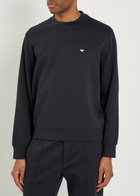 Emporio Armani Logo-embroidered Jersey Sweatshirt Navy