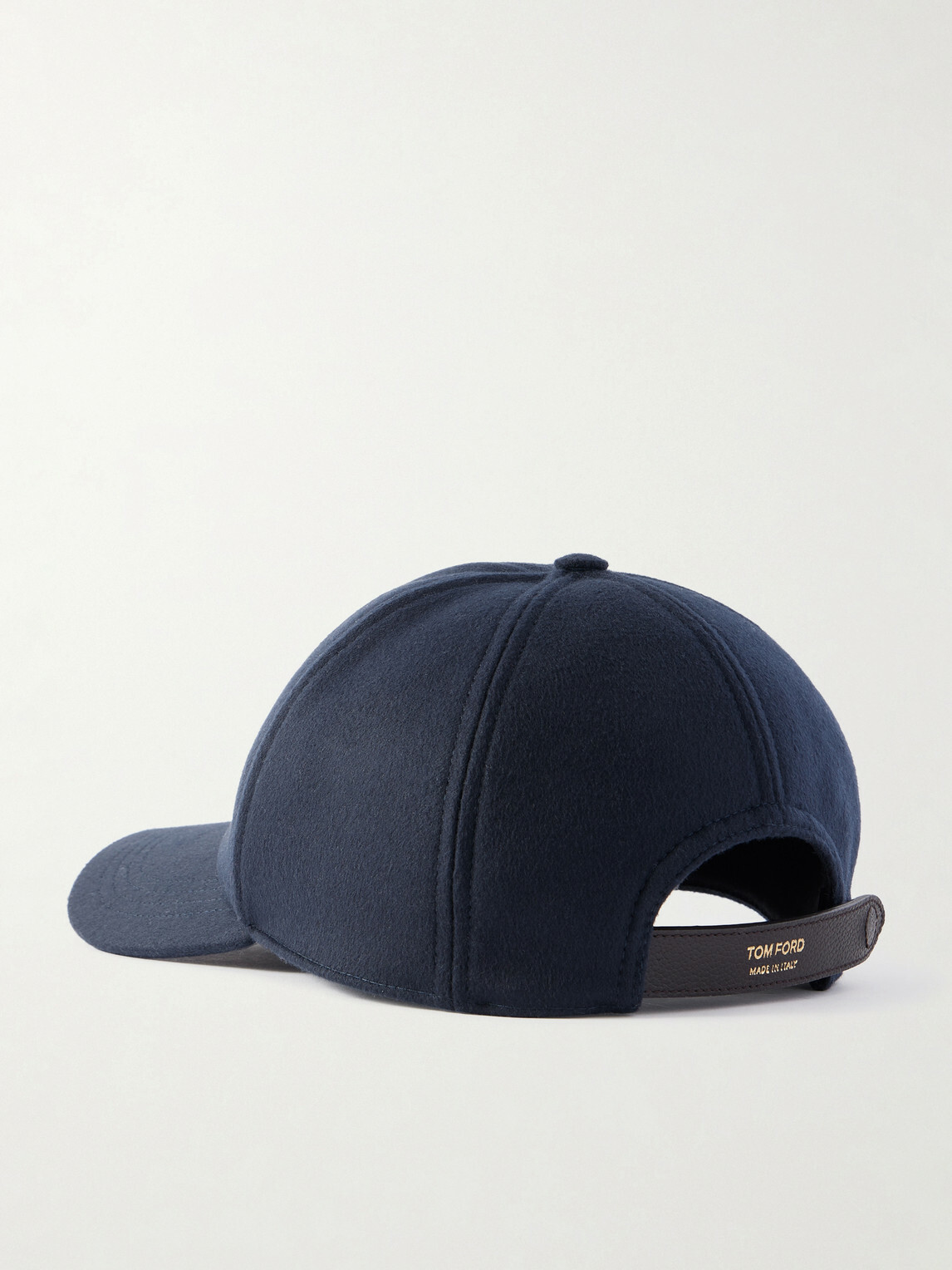 TOM FORD - Leather-Trimmed Logo-Embroidered Cashmere Baseball Cap - Blue
