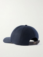 TOM FORD - Leather-Trimmed Logo-Embroidered Cashmere Baseball Cap - Blue