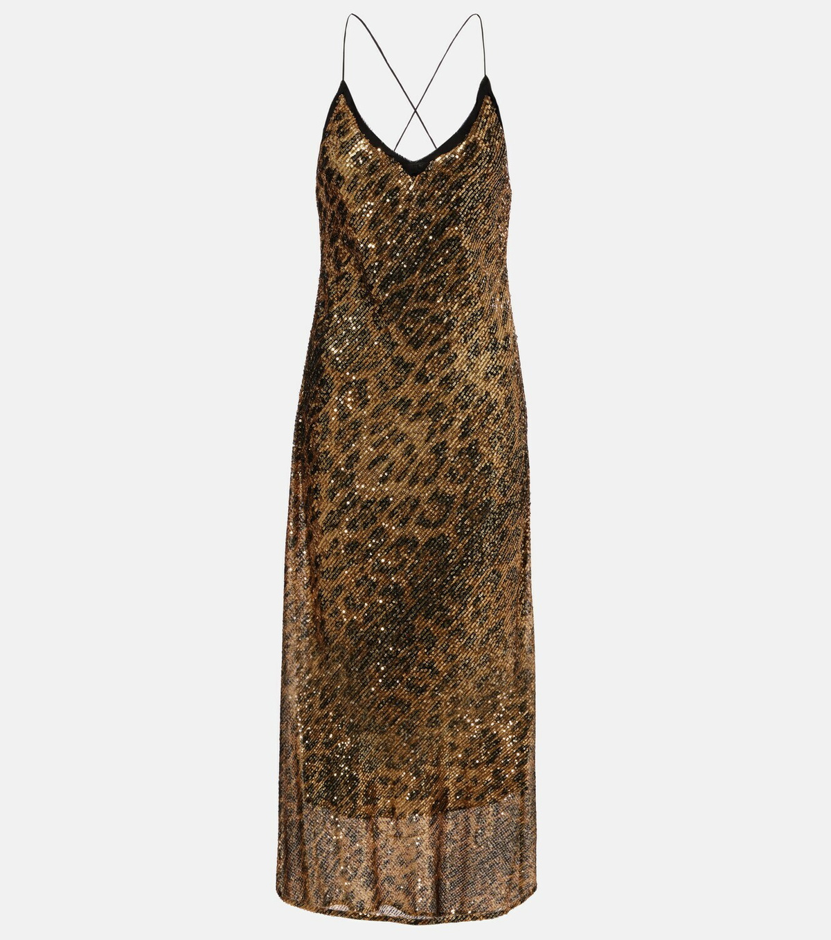 Roberto Cavalli Leopard-print sequined slip dress