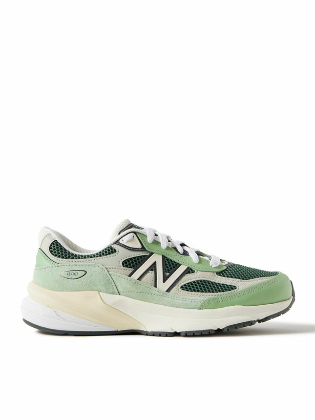 Photo: New Balance - 990v6 Leather-Trimmed Suede and Mesh Sneakers - Green
