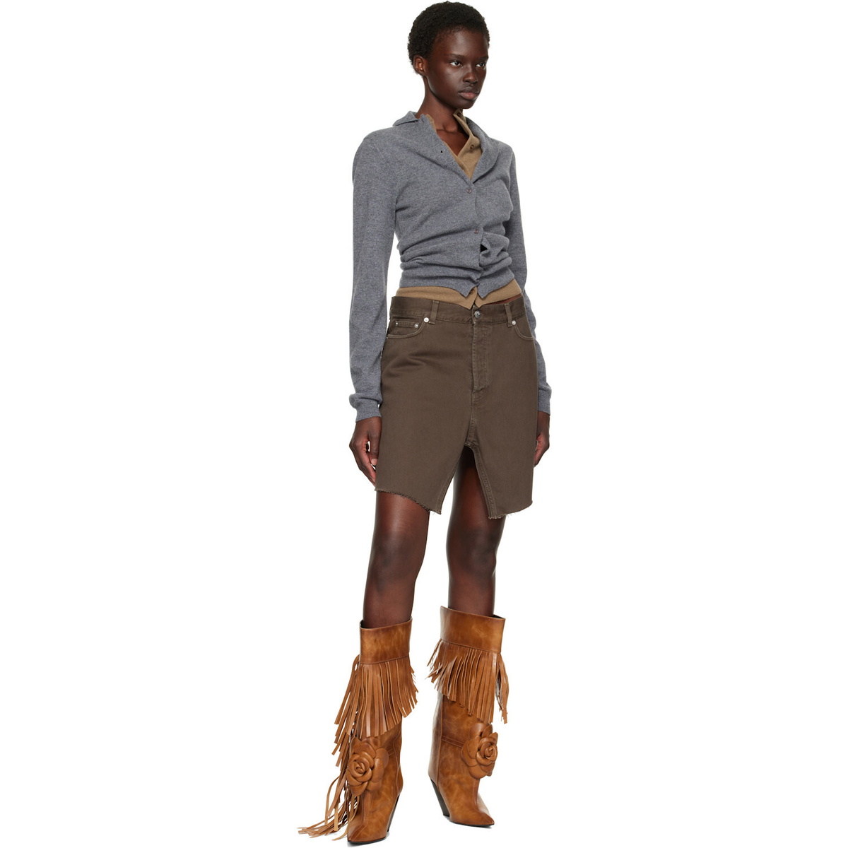 August Barron Brown Display Denim Skirt