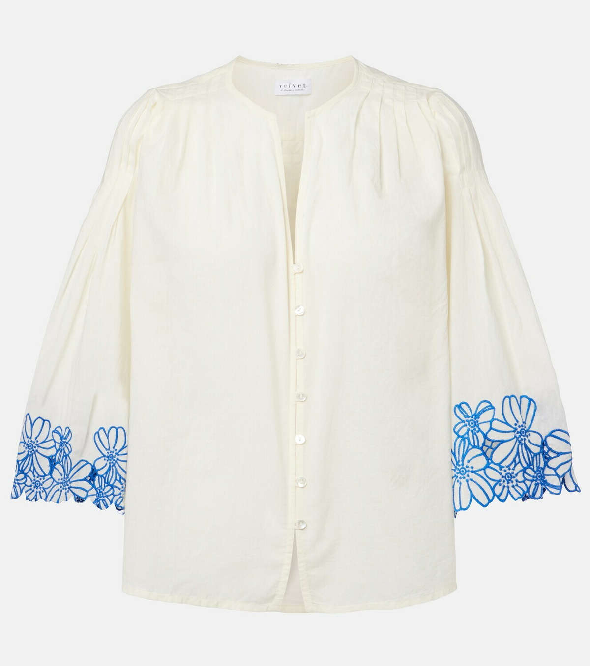 Velvet Blake embroidered cotton blouse