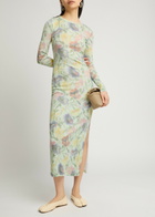Loewe Ribbed Floral-print Silk-blend Midi Dress Multicoloured 1
