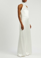 Galvan Sienna Wide-leg Satin Jumpsuit White