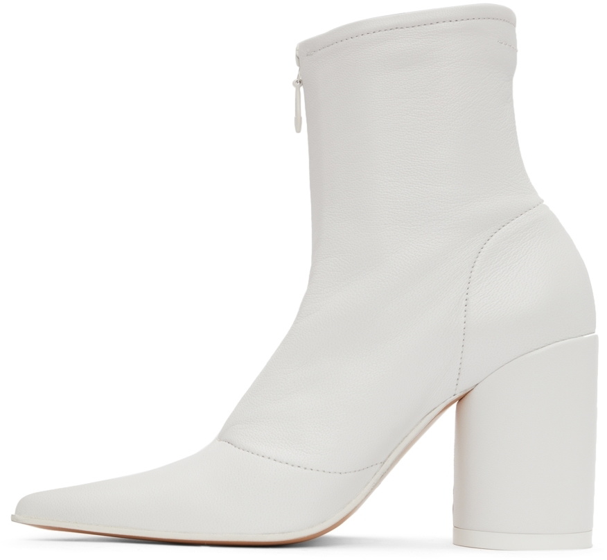 m*y様 【MM6】WHITE side ZIP ankle-BOOTS MM6 Maison Margiela White Embossed Logo Ankle Boots MM6 Maison