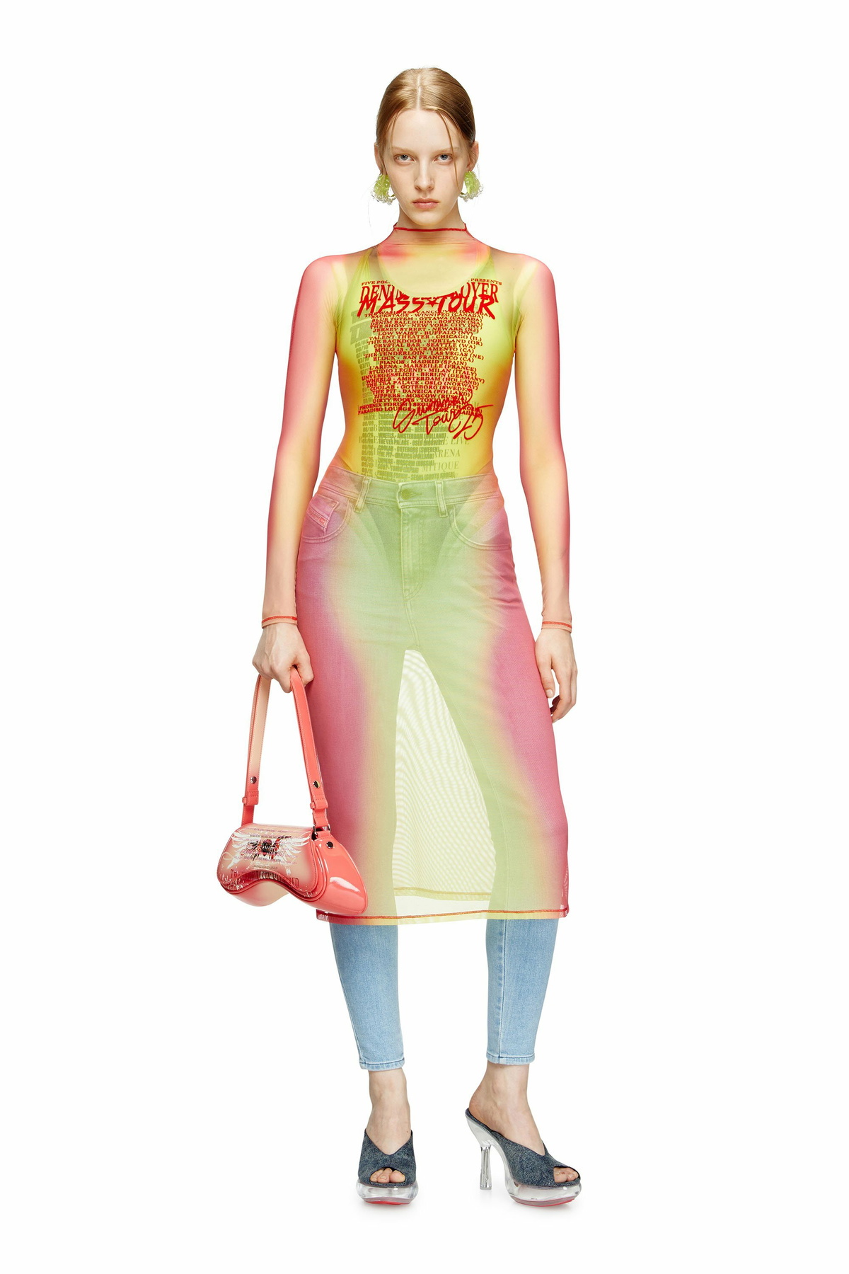 Diesel Layered midi dress with lyrics print - Dresses Womens in Multicolor