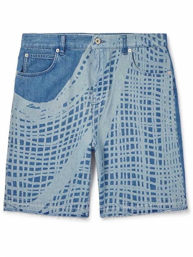 Photo: LOEWE - Paula's Ibiza Straight-Leg Frayed Printed Denim Shorts - Blue