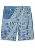 LOEWE - Paula's Ibiza Straight-Leg Frayed Printed Denim Shorts - Blue