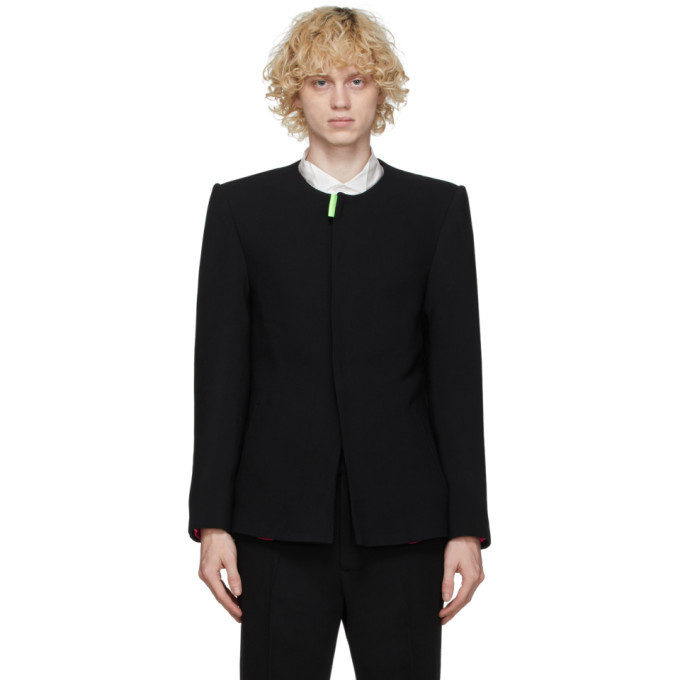 Photo: Palomo Spain Black Wool Round Neck Blazer