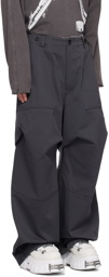 We11done Gray Solid Flap Trousers