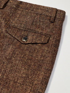 UMIT BENAN B - Straight-Leg Pleated Herringbone Tweed Trousers - Brown