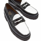 Bass Weejuns Men's Larson 90s Loafer in Black/White Leather