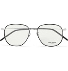 SAINT LAURENT - Round-Frame Silver-Tone and Acetate Optical Glasses - Silver