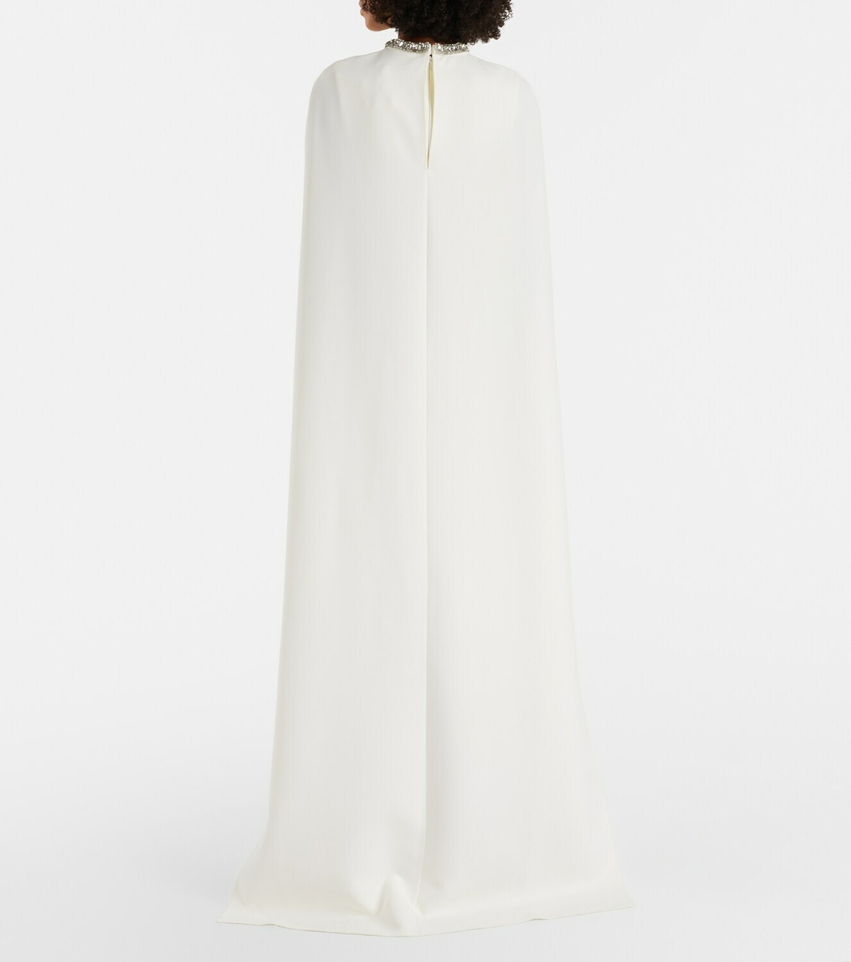 Roland Mouret Crystal-embellished caped crêpe gown