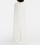 Roland Mouret Crystal-embellished caped crêpe gown