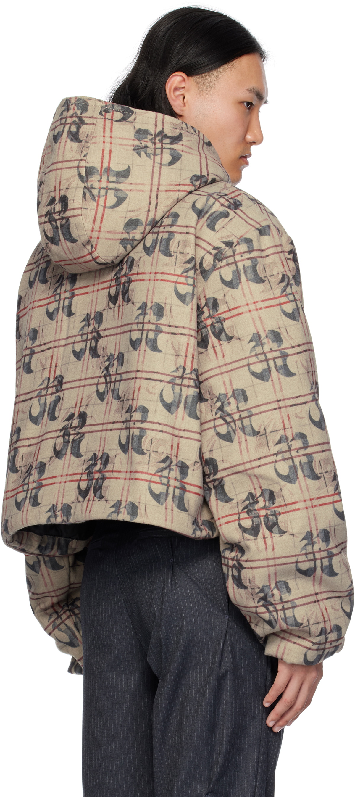 KUSIKOHC Beige Pattern Anorak Windbreaker Jacket