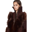 Stella McCartney Burgundy Faux-Fur Mix Zip-Up Sweater