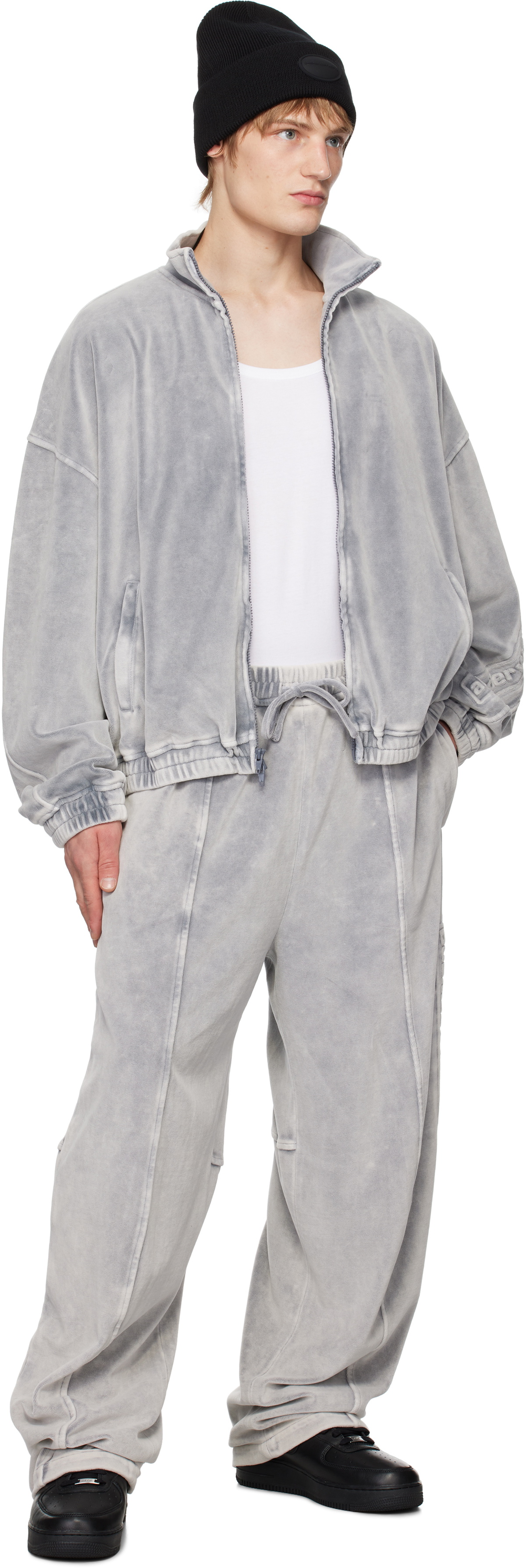 Alexander Wang Gray Embossed Logo Track Jacket Alexander Wang
