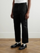 Wacko Maria - Straight-Leg Pleated Cotton-Twill Trousers - Black