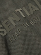 FEAR OF GOD ESSENTIALS - Logo-Appliquéd Waffle-Knit Cotton-Blend Hoodie - Black