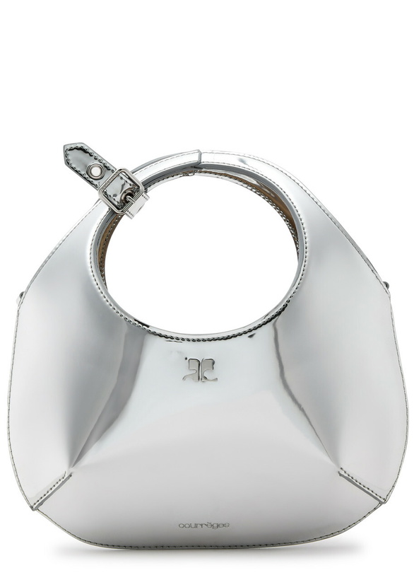 Photo: Courrèges Holy Mini Metallic Leather top Handle bag - Silver - One Size