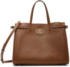 Valentino Garavani Brown Antibes Medium Calfskin Shopping Tote