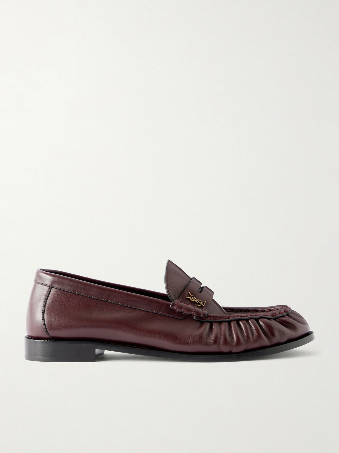 SAINT LAURENT - Logo-Embellished Leather Penny Loafers - Red