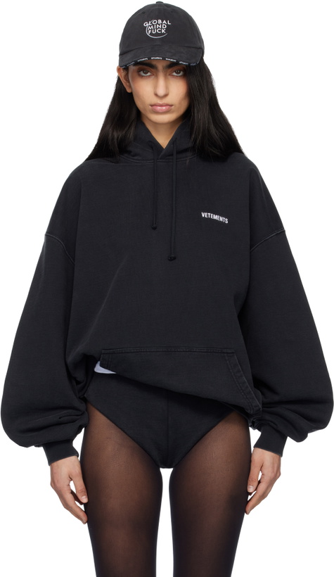 Photo: VETEMENTS Black Iconic Logo Hoodie