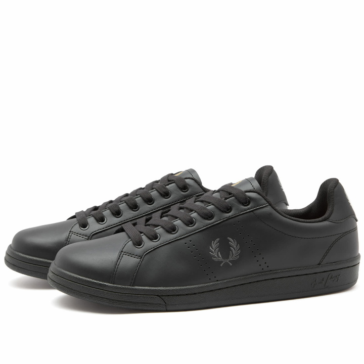 Photo: Fred Perry Men's B721 Leather Sneakers in Black/Gunmetal