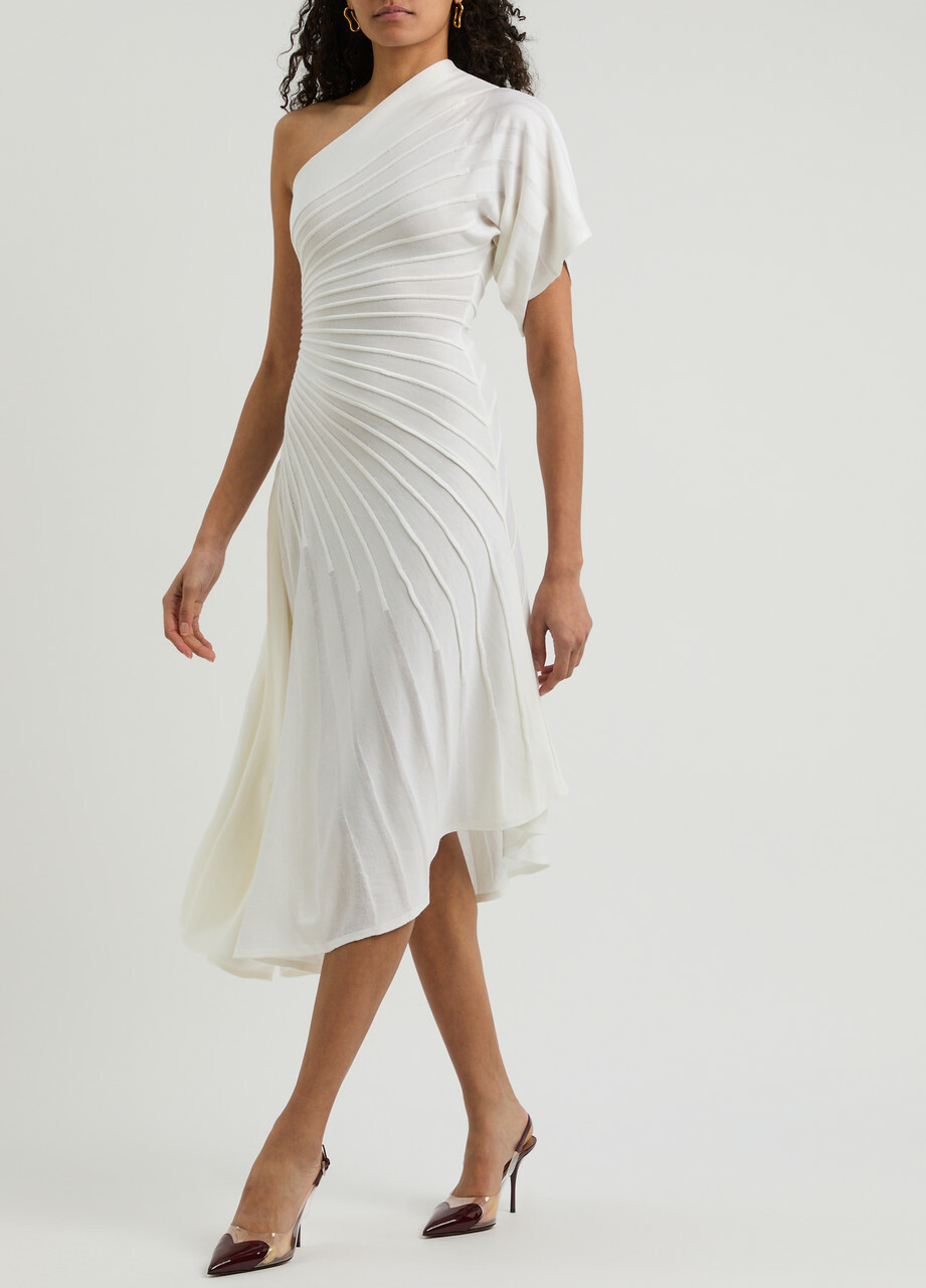knee length dresses for ladies Marcella Women's Manhattan One Shoulder Midi Dress main image 1