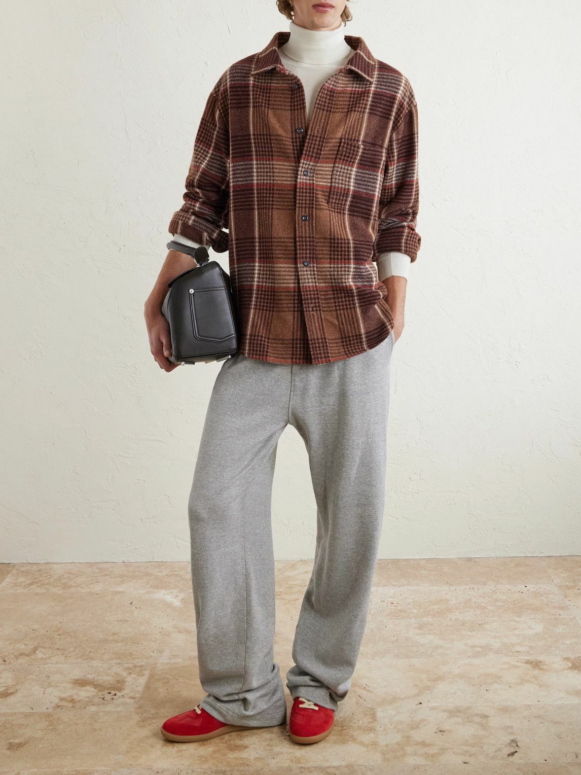 The Elder Statesman - Checked Cashmere Shirt - Brown