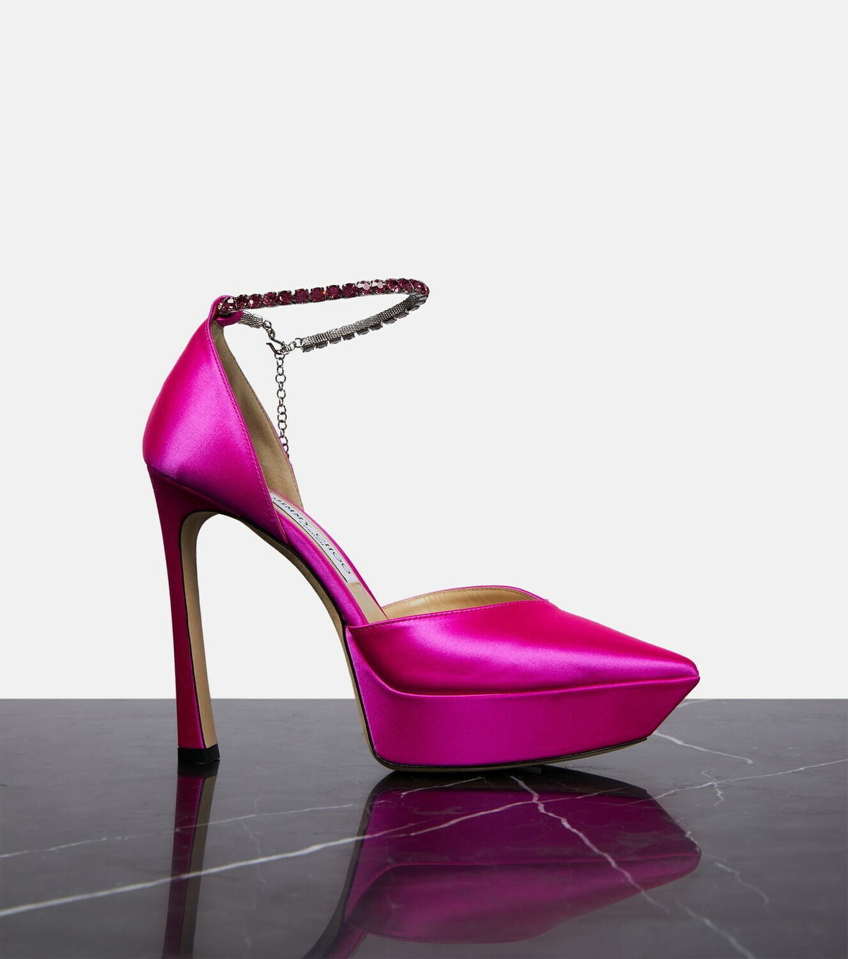 Jimmy Choo Saeda 125 embellished satin platform pumps Jimmy Choo