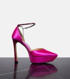 Jimmy Choo Saeda 125 embellished satin platform pumps