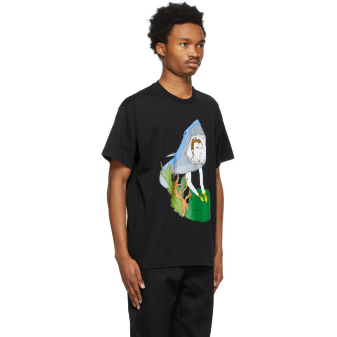 Black Oversized T-Shirt With Man Sketch Print