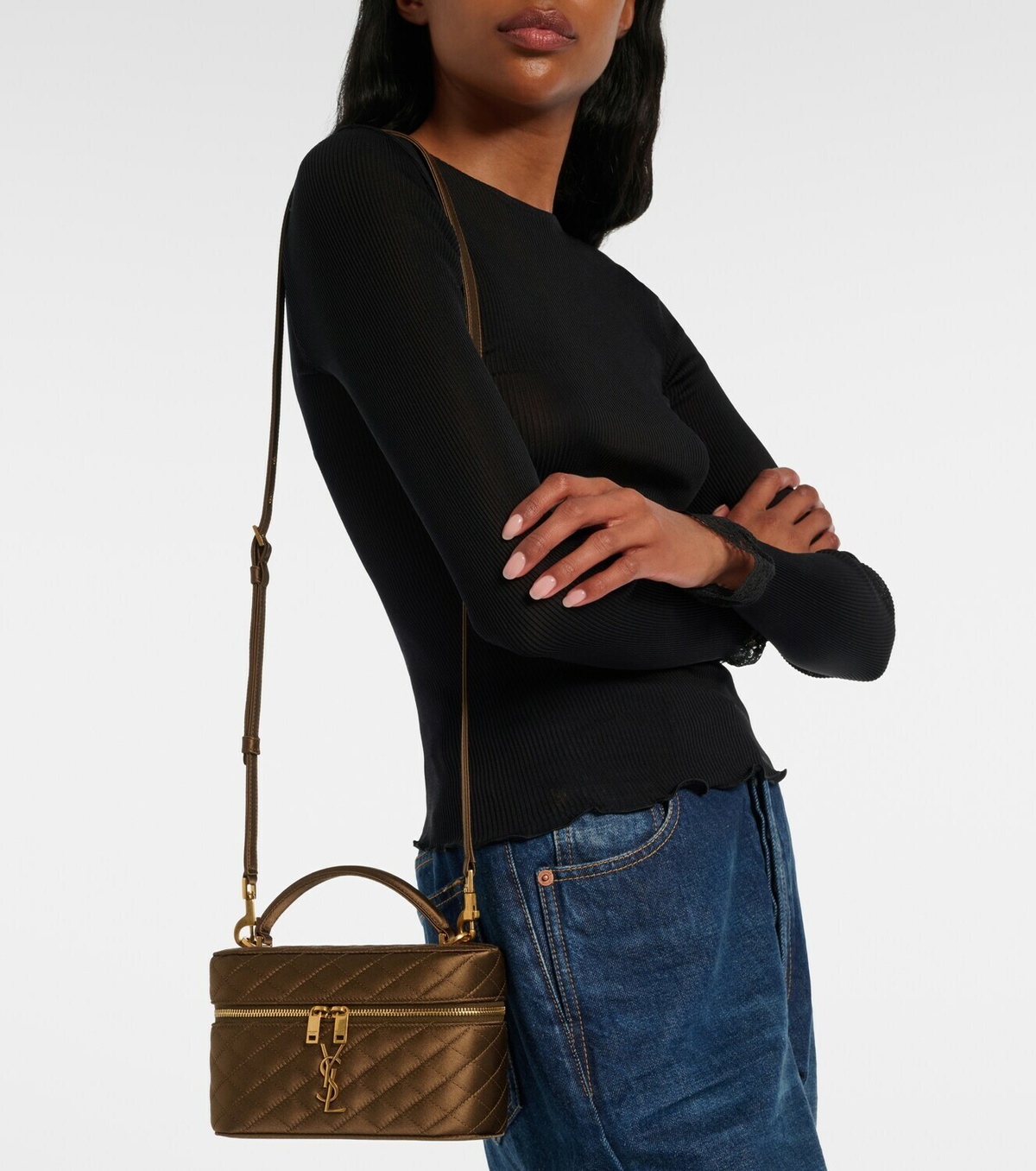 Saint Laurent Gaby Mini quilted satin vanity bag