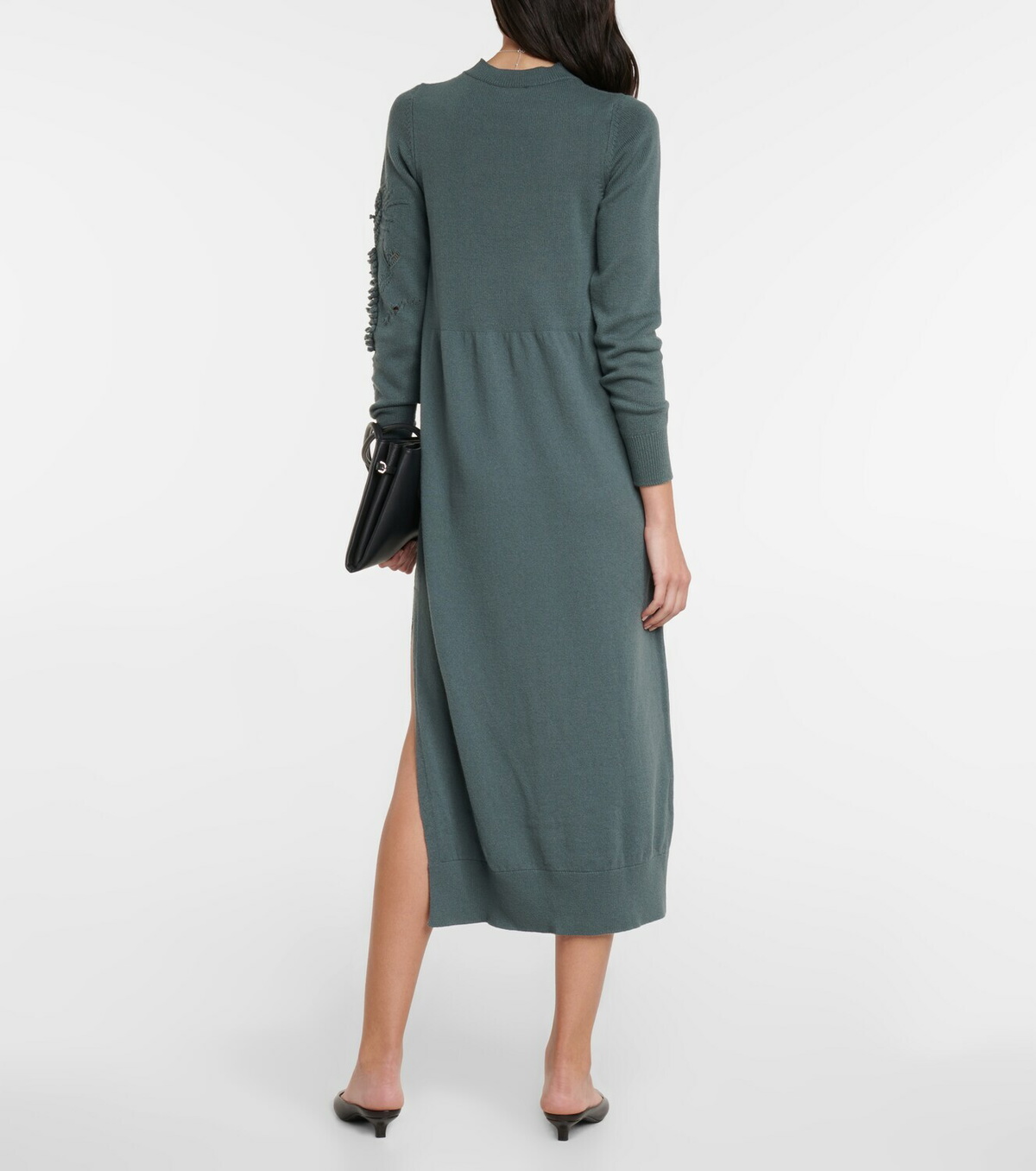 Barrie Embroidered cashmere knit midi dress