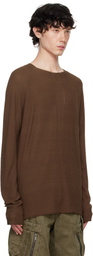 DEVOA Brown Long Sleeve Knit T-shirt